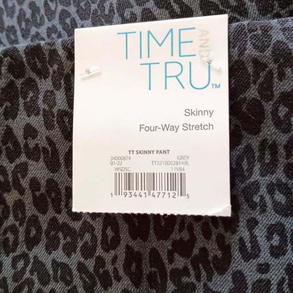 Time and Tru 4-Way Stretch Ankle Pants Animal Print Slim Fit Gray Sz 12 NWT - Picture 6 of 7